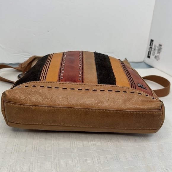 the SAK purse Tan orange brown Multi Leather STRIPED studded crossbody - Picture 5 of 10